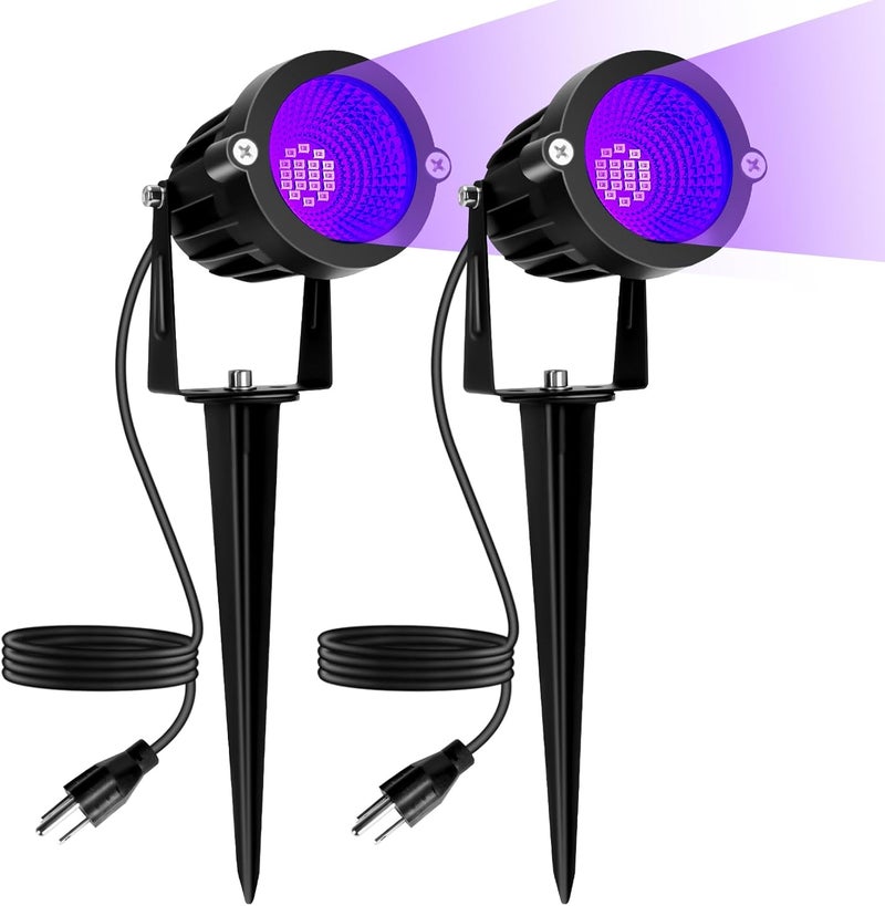 BeeLinks Halloween LED Black Light: 15W Spot Lights Outdoor UV Spotlight for Halloween Christmas | 2 PacK 110V Plug-in Blacklight with IP65 Waterproof for Party Body Paint Fluorescent Poster Neon Glow - Image 1